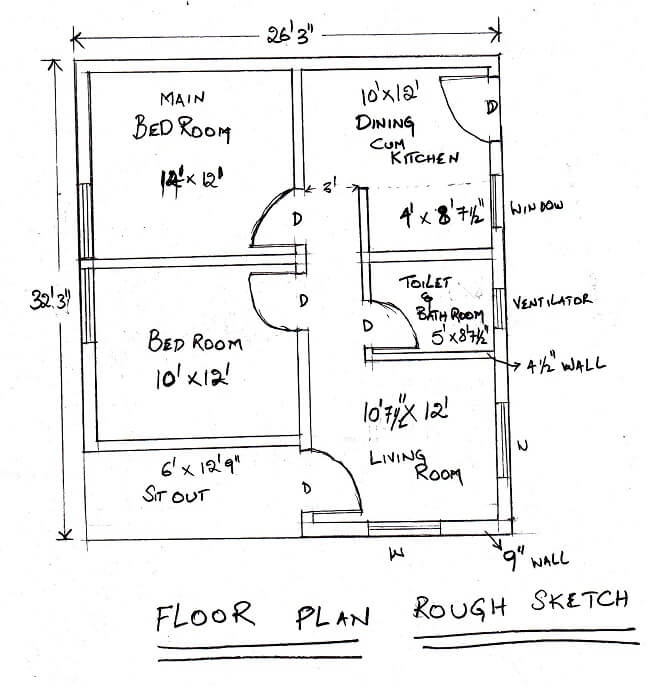 Floor Plan Sketch Sample Floor Plan for Real Estate FPRE Starts at